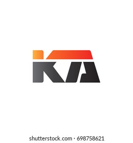 Initial letter KA, straight linked line bold logo, gradient fire red black colors