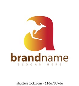 a Initial letter with kangaroo logo icon vector