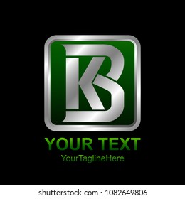 Initial letter KB or BK logo template colored silver green design for business and company identity