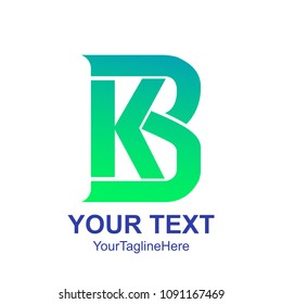 Initial letter KB or BK logo design template element colored green for business and company identity