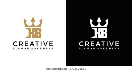 Letra inicial KB o diseño de logotipo BK con Vector de icono de corona