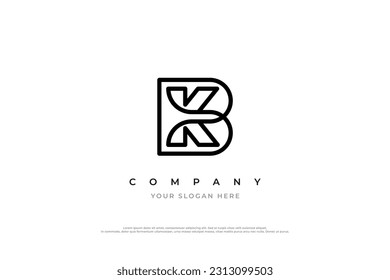 Initial Letter KB or BK Monogram Logo Design Vector