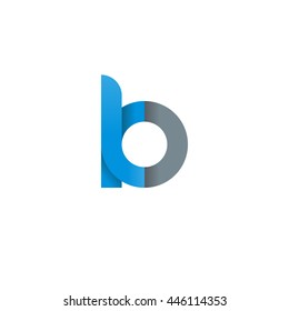 initial letter kb, ko, modern linked circle round lowercase logo blue gray