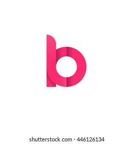 initial letter kb, ko, modern linked circle round lowercase logo pink