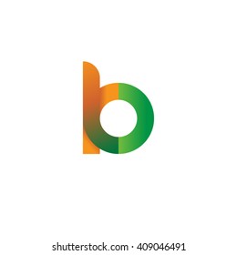 initial letter kb linked round lowercase logo orange green