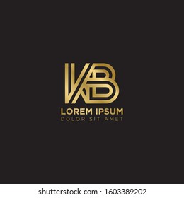 Initial Letter KB linked uppercase overlap modern gold logo vector design template. Suitable for business, consulting group company.