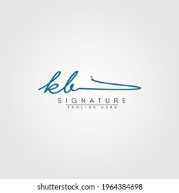 Initial Letter KB Logo - Hand Drawn Signature Style Logo