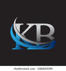initial letter KB logotype company name colored blue and grey swoosh design. vector logo for business and company identity.