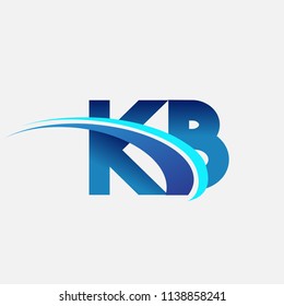 initial letter KB logotype company name colored blue and swoosh design. vector logo for business and company identity.
