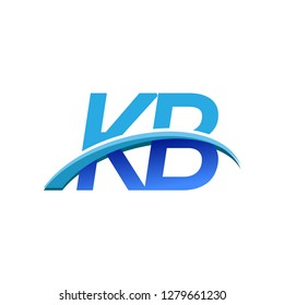 initial letter KB logotype company name colored blue and swoosh design. vector logo for business and company identity.