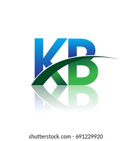 initial letter KB logotype company name colored blue and green swoosh design. vector logo for business and company identity.
