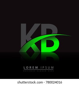 initial letter KB logotype company name colored green and black swoosh design. vector logo for business and company identity.
