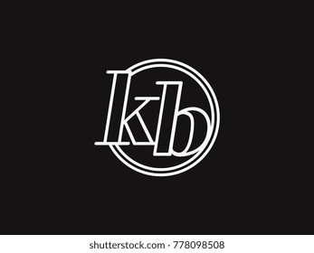 Initial letter kb lowercase outline inside the circle logo template white on black background