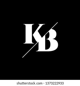 Initial Letter KB Monogram Sliced. Logo template isolated on black background