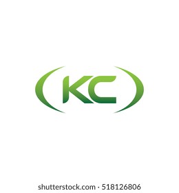 initial letter KC brackets uppercase logo green vector element template design