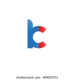 initial letter kc linked round lowercase logo blue red