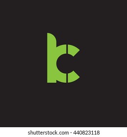 initial letter kc linked round lowercase logo green