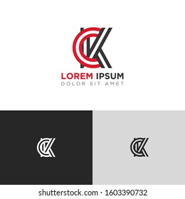 Initial Letter KC linked uppercase overlap modern logo design template. Suitable for business, consulting group company