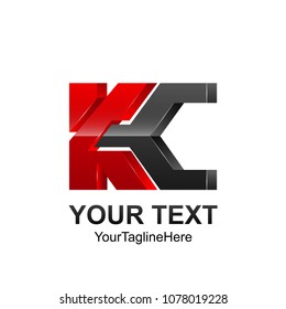 Initial letter KC logo template colored dark grey red design for business and company identity