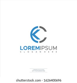 Initial Letter KC Logo template design. Minimalist letter logo vector