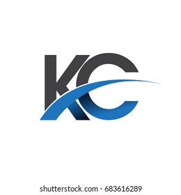 initial letter KC logotype company name colored blue and grey swoosh design. vector logo for business and company identity.
