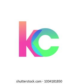 Initial Letter KC Lowercase Logo green, pink and Blue, Modern and Simple Logo Design.