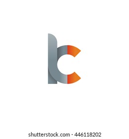 initial letter kc modern linked circle round lowercase logo orange gray