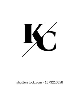 Initial Letter KC Monogram Sliced. Logo template isolated on white background