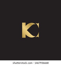 Initial letter kc uppercase modern logo design template elements. Gold letter Isolated on black  background. Suitable for business, consulting group company.