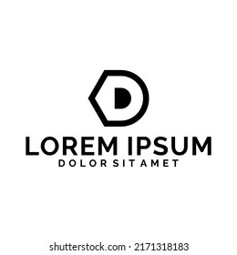 Initial letter KD or D logo template with modern geometric line art illustration in flat design monogram symbol