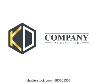 Initial Letter KD KO Hexagonal Design Logo