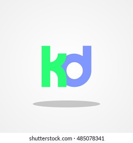 Initial letter KD lowercase logo design template green blue