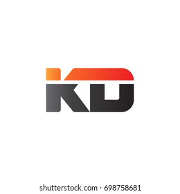 Initial letter KD, straight linked line bold logo, gradient fire red black colors