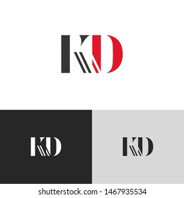 Initial Letter kd uppercase modern logo design template elements. red letter Isolated on black white grey background. Suitable for business, consulting group company.