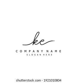 Initial letter KE calligraphy handwritten logo. Handwritten alphabet in the logo template. Letters and Alphabet for your logo design.