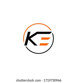 Plantilla de concepto de diseño del logotipo gráfico KE de letra inicial, aislada en fondo blanco.