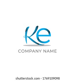 Initial Letter Ke Linked Circle Logo  Blue Icon Design Template Element