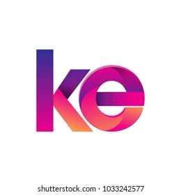 Initial Letter KE Logo Lowercase, magenta and orange, Modern and Simple Logo Design.