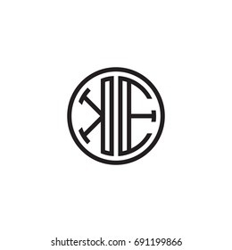 Initial letter KE, minimalist line art monogram circle logo, black color