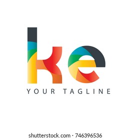 Initial Letter KE Rounded Design Logo