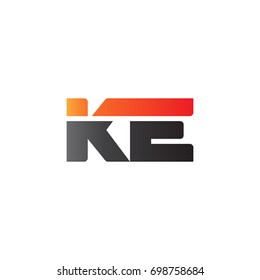Initial letter KE, straight linked line bold logo, gradient fire red black colors