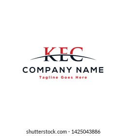 Initial letter KEC, overlapping movement swoosh horizon logo company design inspiration in red and dark blue color vector