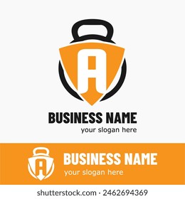 Initial Letter A with Kettlebell for Gym, Fitness, Pilates, Exercise Sport Business Logo Idea