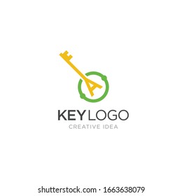 Initial letter A Key logo Concept, Key with Letter A, Vector Logo Design Template