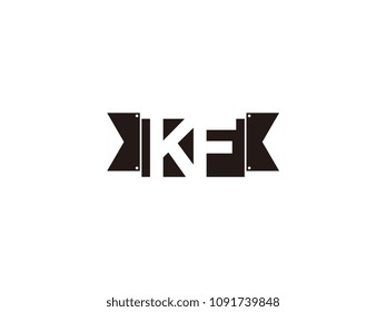 Initial letter kf black ribbon logo design