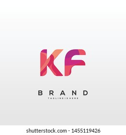 Initial letter KF logo with colorful background, letter combination logo design for creative industry, web, business and company. - Vector