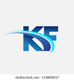 initial letter KF logotype company name colored blue and swoosh design. vector logo for business and company identity.
