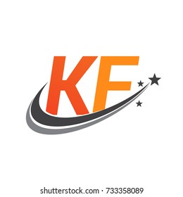 initial letter KF logotype company name colored orange and grey swoosh star design. vector logo for business and company identity.