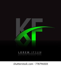 initial letter KF logotype company name colored green and black swoosh design. vector logo for business and company identity.
