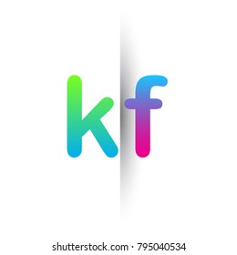 Initial Letter KF Lowercase Logo green, pink and Blue, Modern and Simple Logo Design.